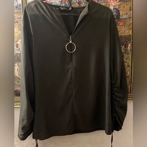 Elegant Black Blouse with Ring Zipper